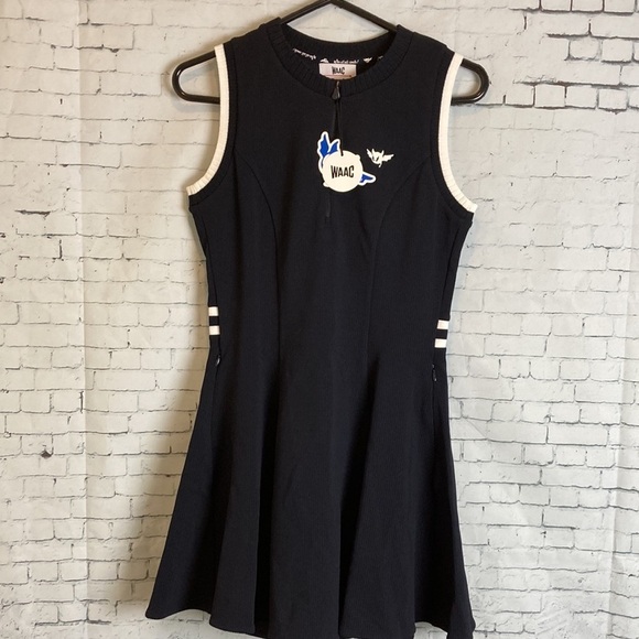 WAAC Win At All Costs! NWT Golf Soft Shell 1/2 Zip Dress M Black White Deadstock - Picture 6 of 16